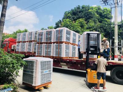 馬來西亞印尼東帝墳客商采購256臺潤東方環(huán)?？照{(diào)冷風(fēng)機